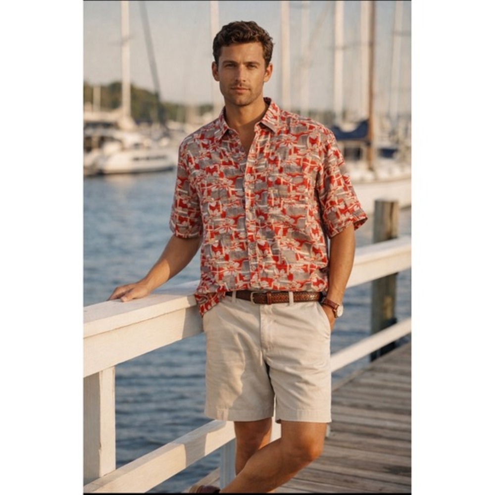 Zegna sport‎ 100% Linen Camp Shirt Men XL floral Resort Aloha Button Up
Resort